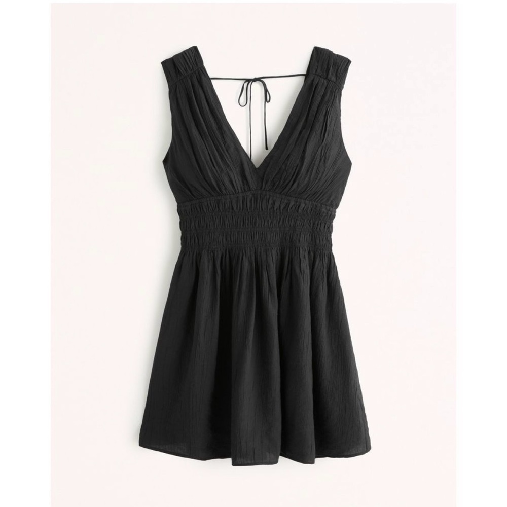 Abercrombie & Fitch Smocked Plunge Crinkle Mini Dress